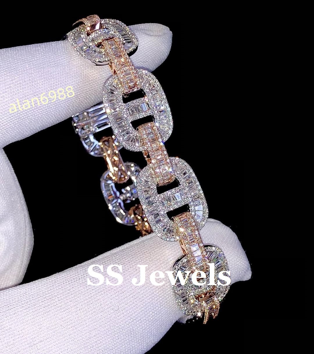 Luxury VVS Moissanite Diamond Link Bracelet for Women 925 Silver Rose Gold White Iced Out Cuban Chain Style Designer Jewelry