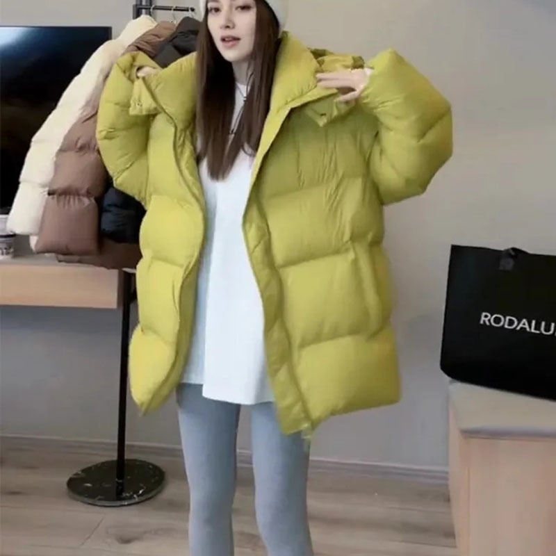 Fashion Down Women Cotton Coat Winter Fashion Warm Hooded Solid Color Thickenin Elegance Down CottonPadded Jacket H145 251029