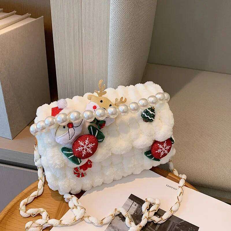 Christmas Diy Hand-Woven Homemade Gift Girlfriend Cute Plush Material Bag 2025 Winter