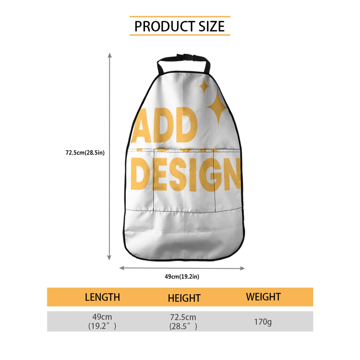 Car Seat Back Organizer with Multiple Pockets, Black Polyester Storage Bag for Headrest, Vehicle Seat Organizer with Black Frame