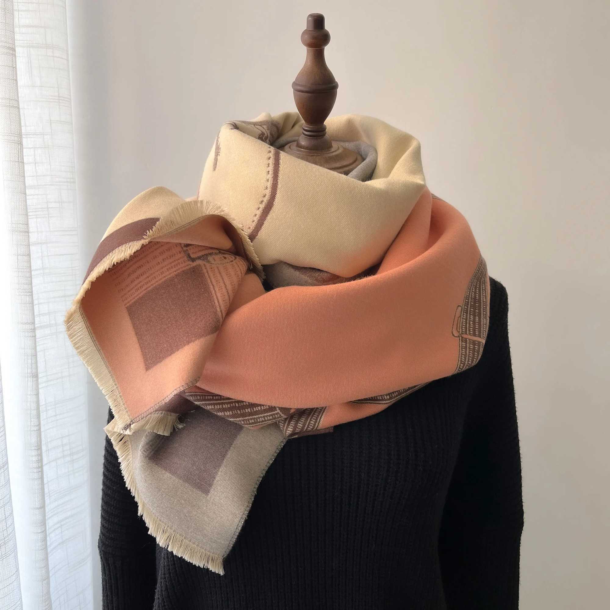 NEW Luxury Winter Thick Warm Scarf Women Cashmere Shawl and Wraps Pashmina Neckerchief Bufanda Female Long Tessel Echarpe 2024W251029