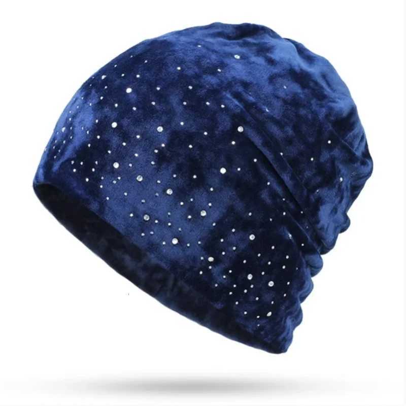 YLWHJJ brand Fashion Ladies Shiny Rhinestone Beanie Autumn Winter Female Casual Hat Women Velvet Fabric Soft Cap Skullies BonnetXJ251030