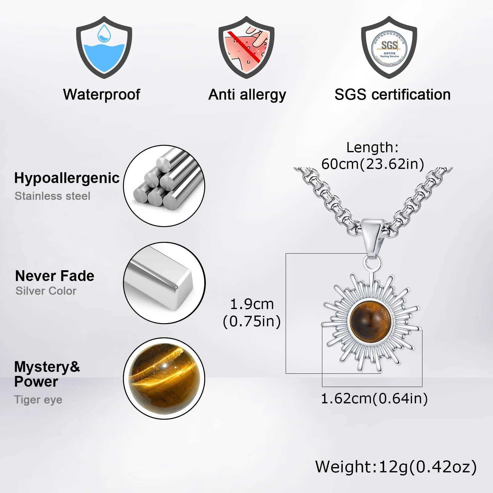 Trendy Sunflower Necklace for Men BoysStainless Steel Natural Stone PendantJewelry Gift for Husband Dad Son BBFXJ251030