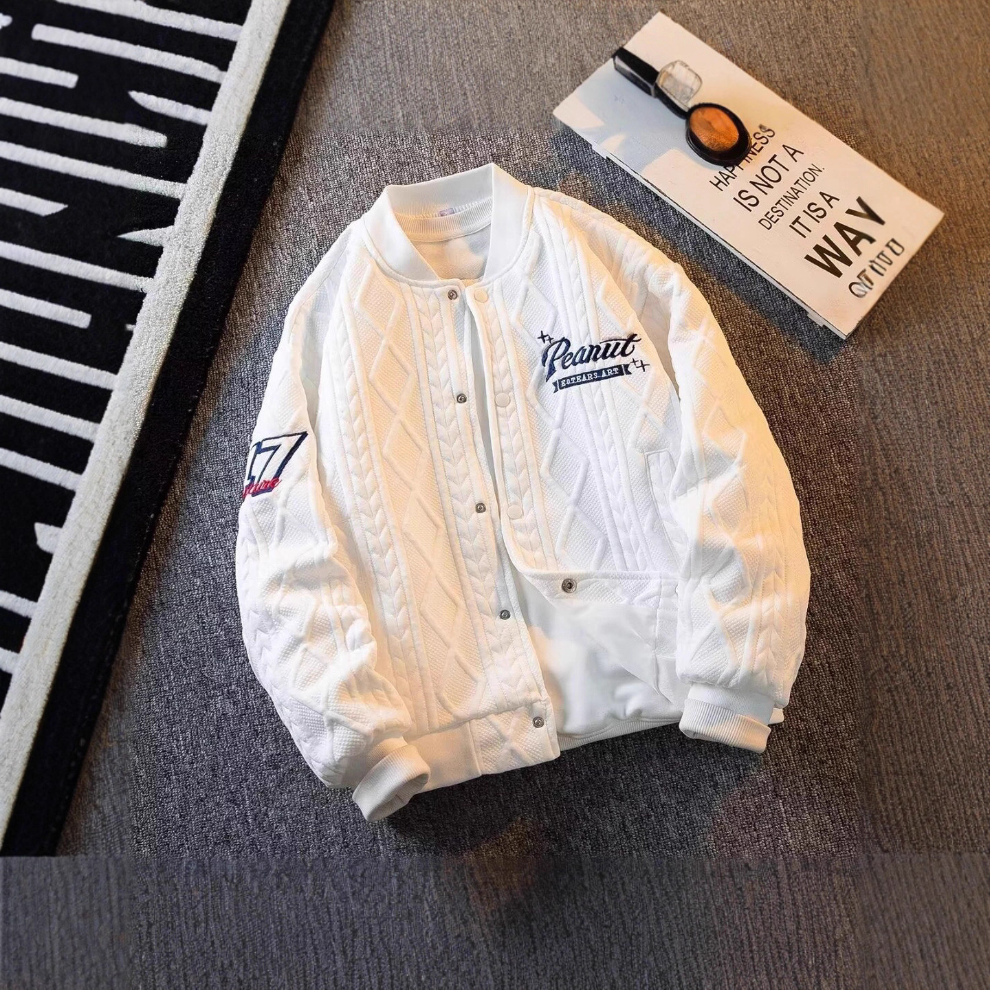 Original Towel Embroidery Designer Coat Baseball Jacket Double Layer Coat Men's Autumn Winter Trendy Brand Ins Loose Casual Men's Jacket Top