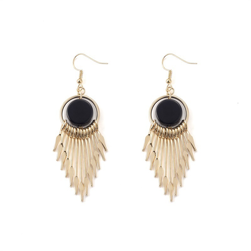 Style Tassel Geometric Internet Celebrity Long Round Japanese and Korean Elegant Goddess Earrings