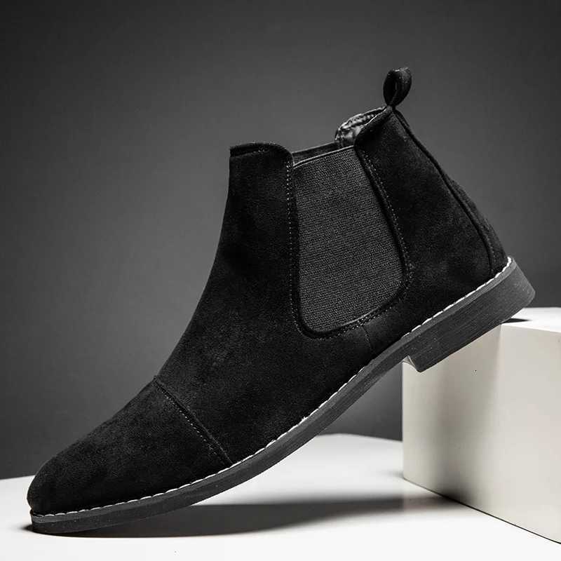 Men Suede Leather Chelsea Boots British Style Pointedtoe Dress Boots Outdoor Comortable Non Slip Mens Ankle Boots Z251029