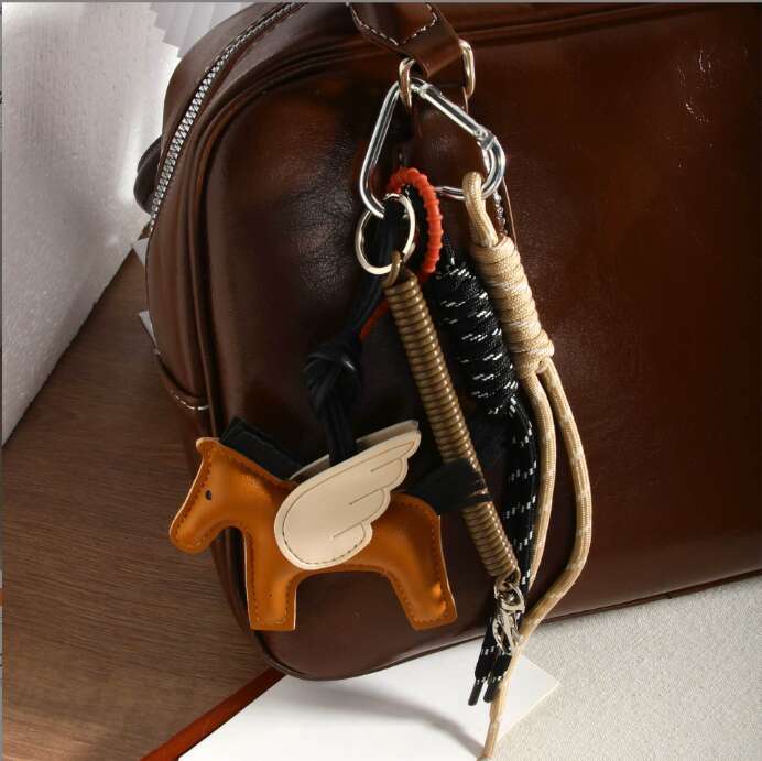 Designer Women's Bags American Fashion Small Pegasus High-End Silk Scarf PU Leather Fringed Bag Pendant, Car Keychain Best Seller