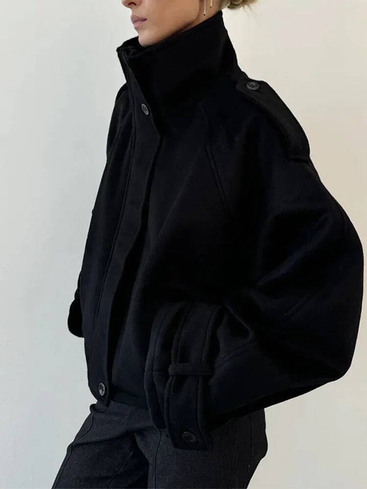 winter jacket women Casual Solid Loose Jackets Women Fashion Full Sleeve Single Breasted Stand Collar Short Coats Female 2025 Autumn Lady Outwears