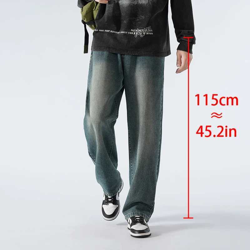 Autumn Oversized Jeans For Men Extra Long Tall Floor Length Pants Thickened 115cm 110cm Straight Leg Pants 190cm Long Pants J251030