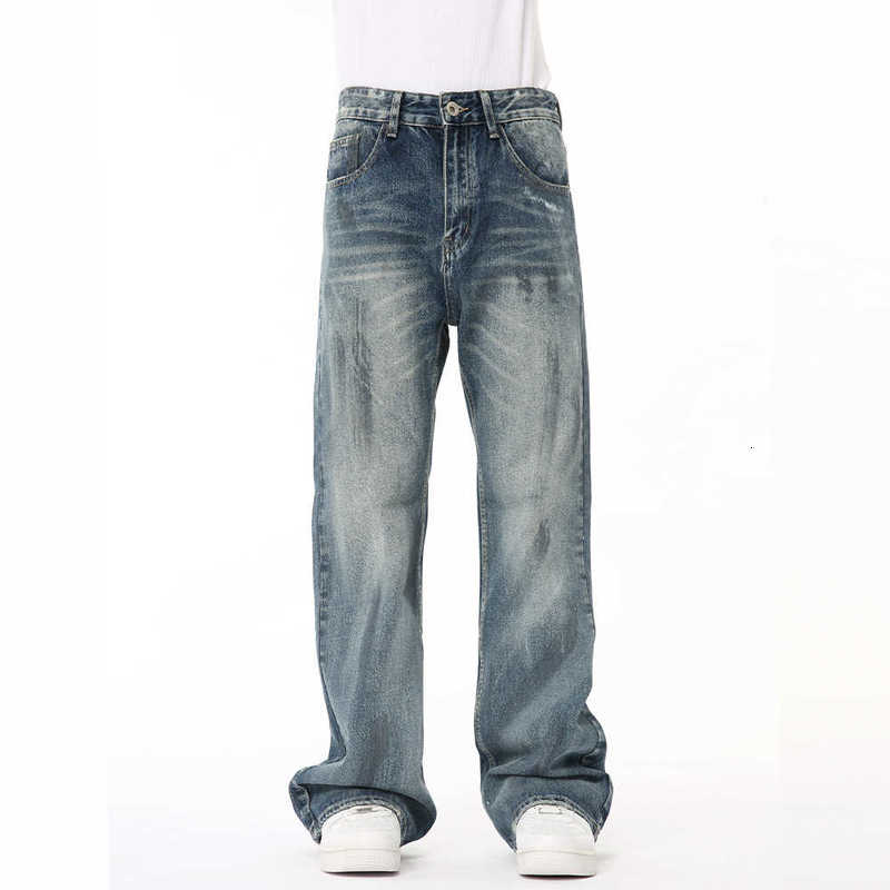 Men's Jeans Man Summer New American Style Distressed Washed Flared Casual Jeans