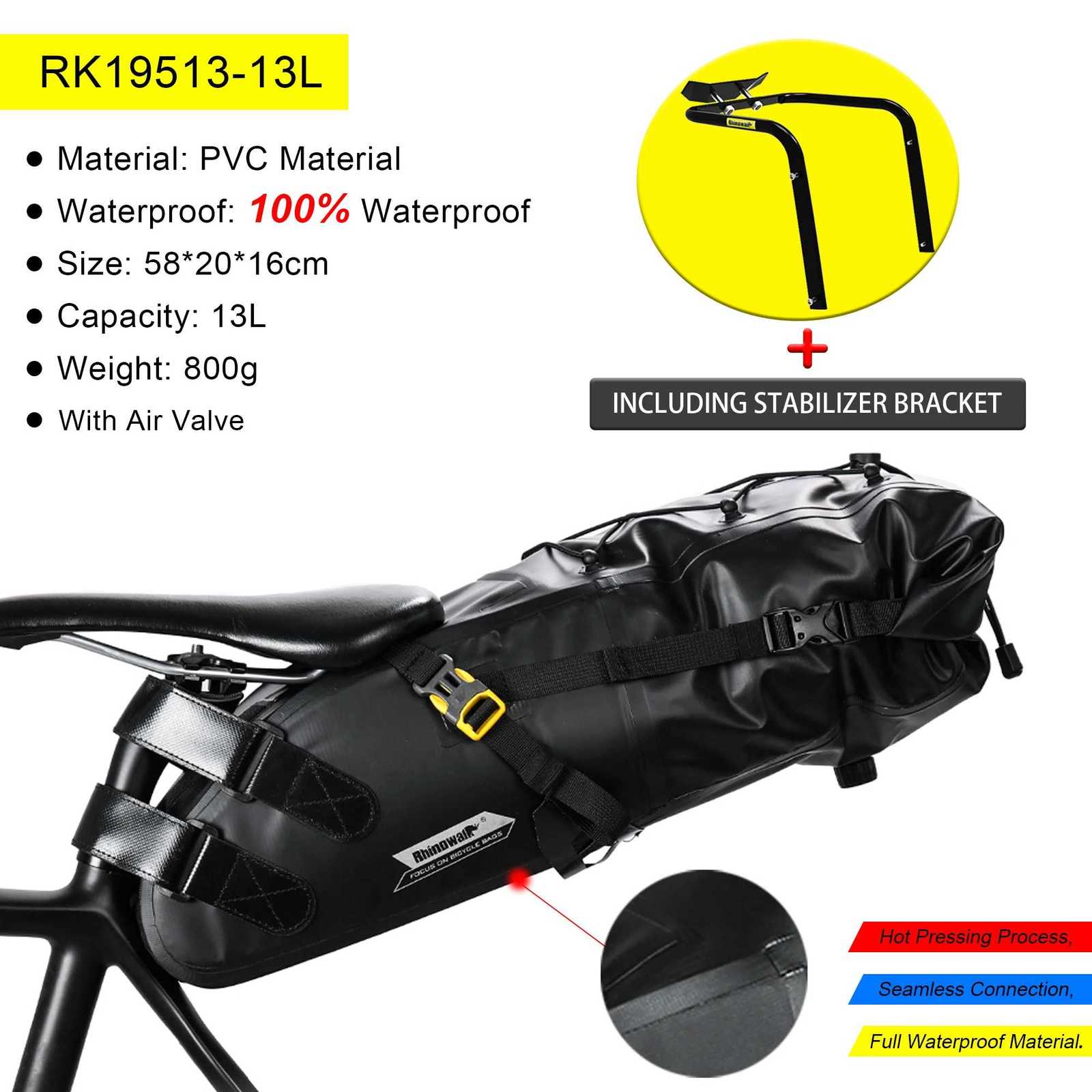 Rhinowalk Bike Pannier BagTail Seat Saddle Bag Bracket Rack 5L13L Portable Bracket Luggage Rack Bike Accessories H251029