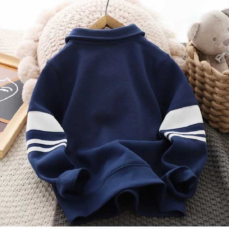 Winter Casual Boys Striped Fleece Lined Preppy Sweatshirt Jackets School Kids Track Pullover Jumper Child Work Coat Tops 516YrsT251030