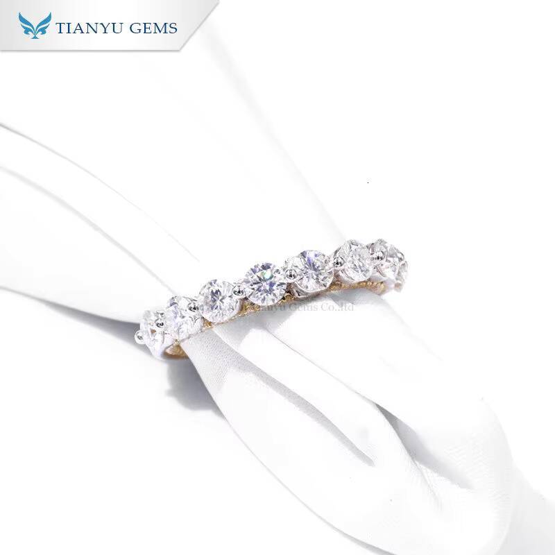 Tianyu Gems Lovely 37mm Round Cut Colorless Forever Moissanite Diamond Wedding Engagement Women Jewelry Ring Set Diamonds Ring