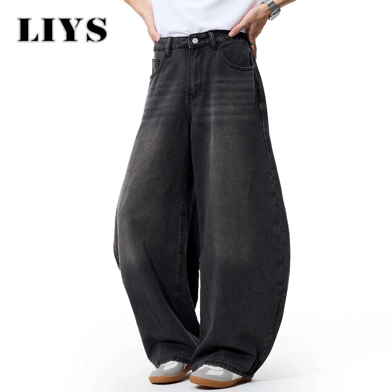2025 Autumn Mens Retro Grey Black Loose Wide Leg Jeans American Street Baggy Goth Pants Man Designer Jeans Y2K Denim Pants J251030
