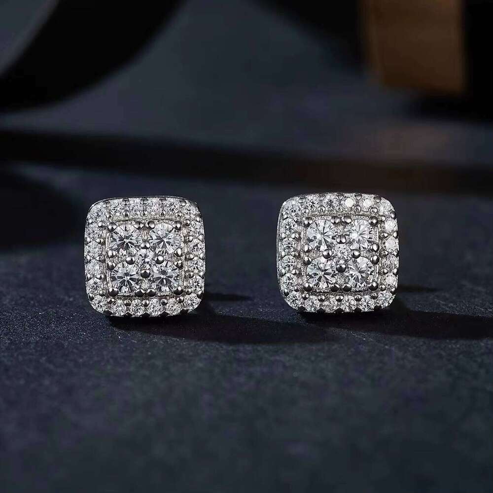 Jewelry Screw Back Pure Sier Full Pave Round Pyrope Stud Earrings for Women and Men