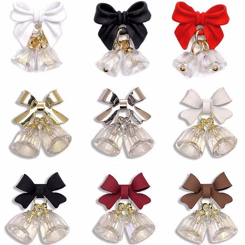 5PCS Nail Charms Bow Crystal Christmas Bell Pendant Metal Nail Art Decoration Jewelry Accessories Manicure Decor Supplies 251027