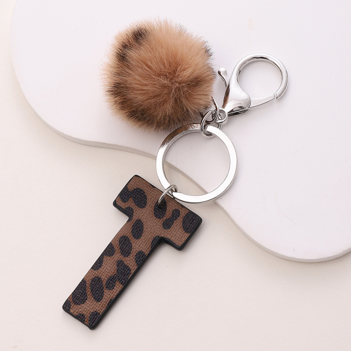 Fashion Leopard English Alphabet Artificial Leather Keychain Exquisite Letter Keyring Women Handbag Charms Accessories Gifts 251110
