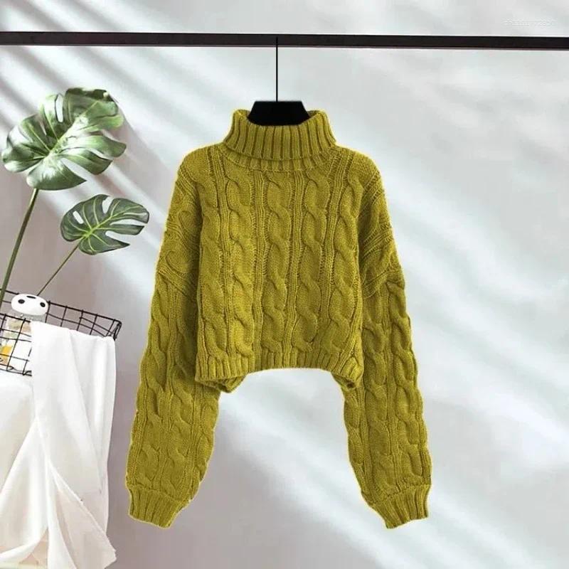 Women's Sweaters High-neck Pullover Short Twist Sweater For Women In Autumn And Winter Lazy Style Loose Thickened Knitted Outside Wear XQ293