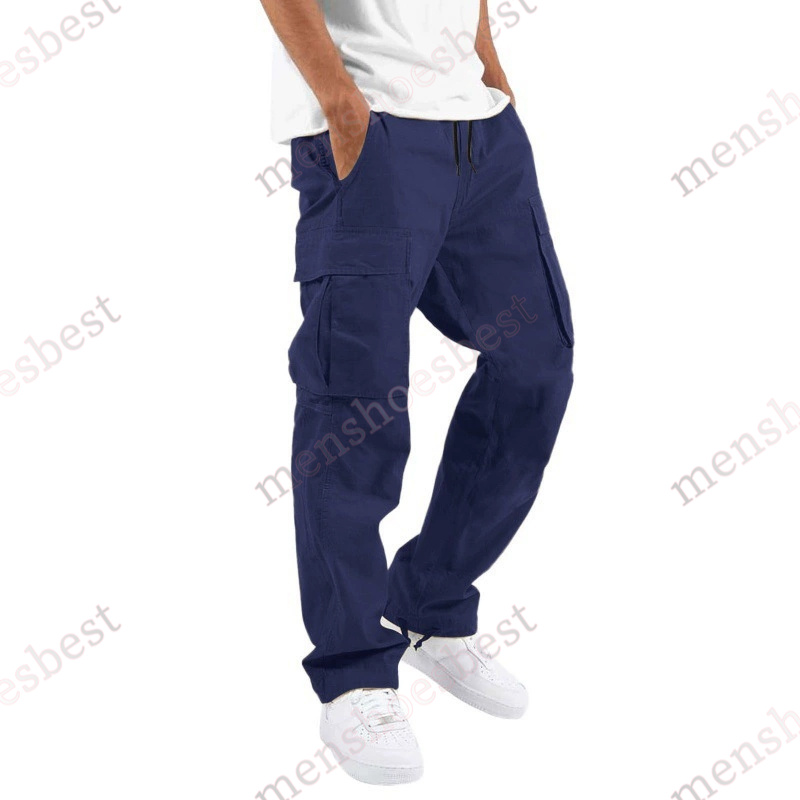 New Solid-color Cargo Pants Mens Plus-size Casual pants Versatile high arcade style long pants Men Loose straight-leg tapered pants