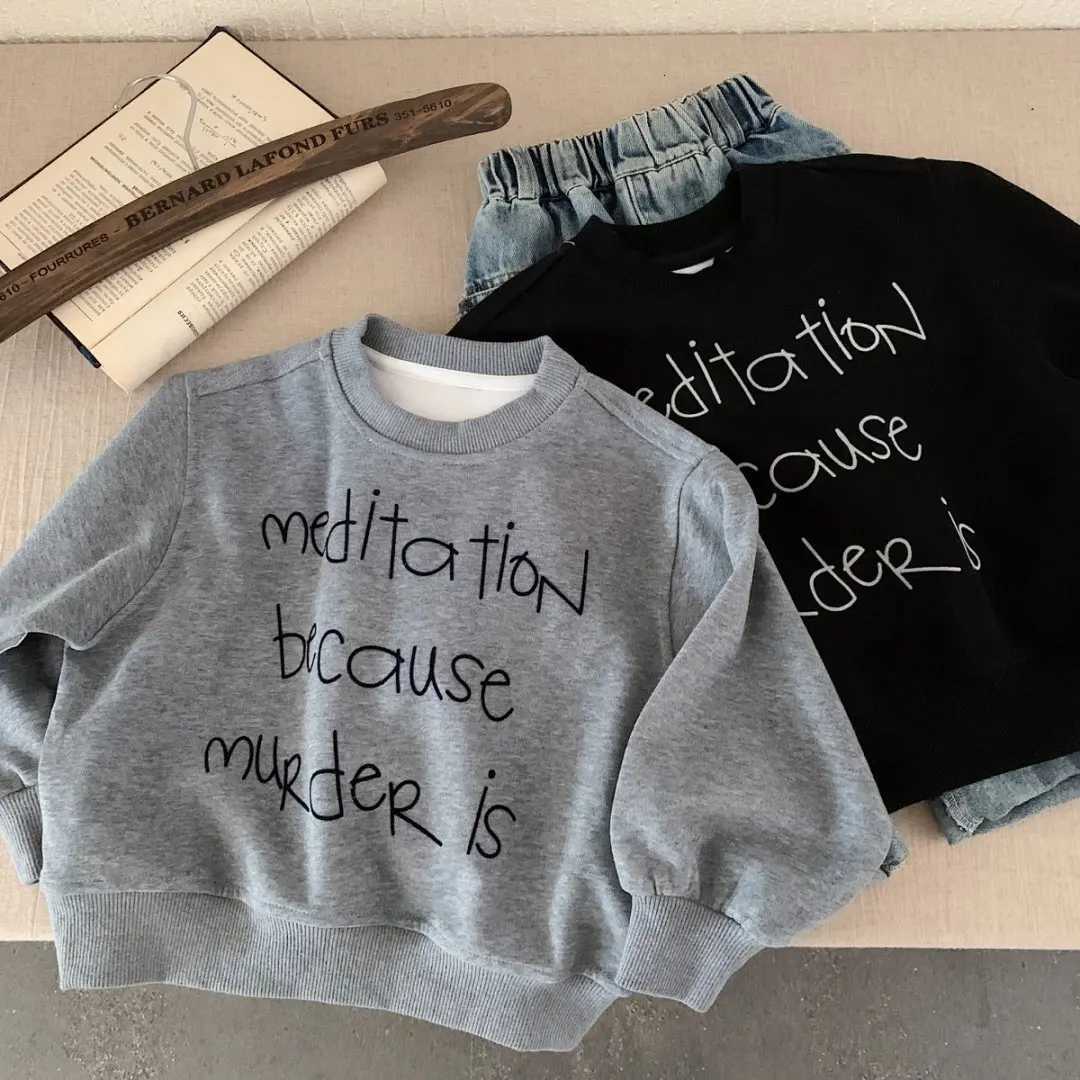 2025 Autumn New Children Long Sleeve Sweatshirt Fashion Letter Print Boys Girls Casual Pullover Baby Cotton Tops Kids ClothesT251030