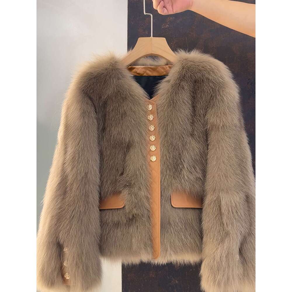 New High End Grass Faux Fox Coat Women Chic And Stylish Outerwear Elegant Fur Jackets Winter Coats For Women High Quality