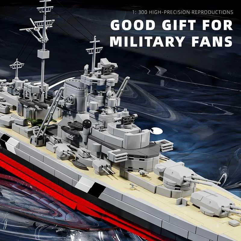 1300 WW2 Battle Ship Building Blocks Model MOC Building Toys Desktop Ornament Christmas Gifts for Boys Kids Adult 2686pcs BrickXJ251030
