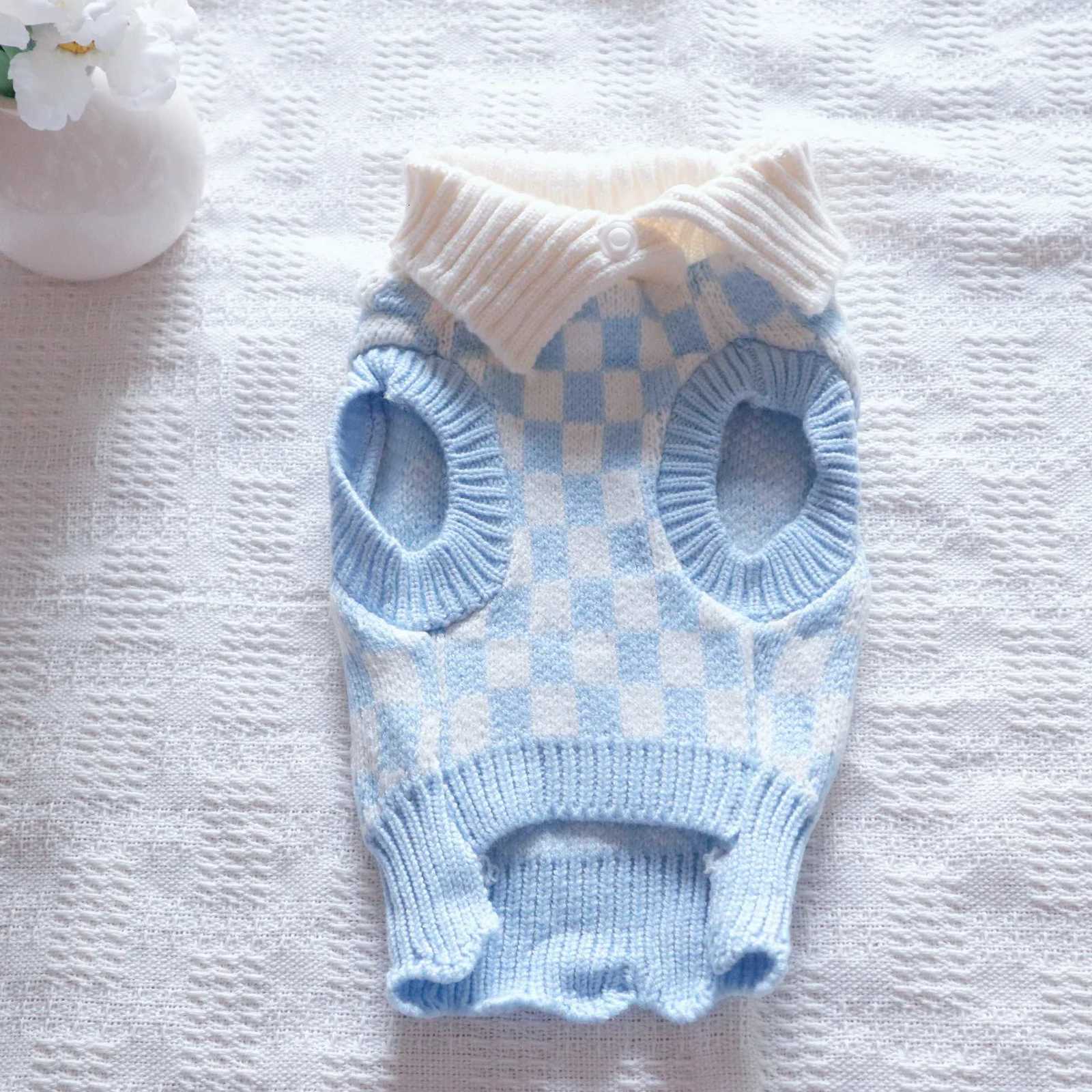 INS Pet Checkerboard Sweater Lapel Dog Cat Cashmere Sweater Cute Dog Sweater Puppy Clothes Dog Clothes for Large Dogs Pet Items C251030