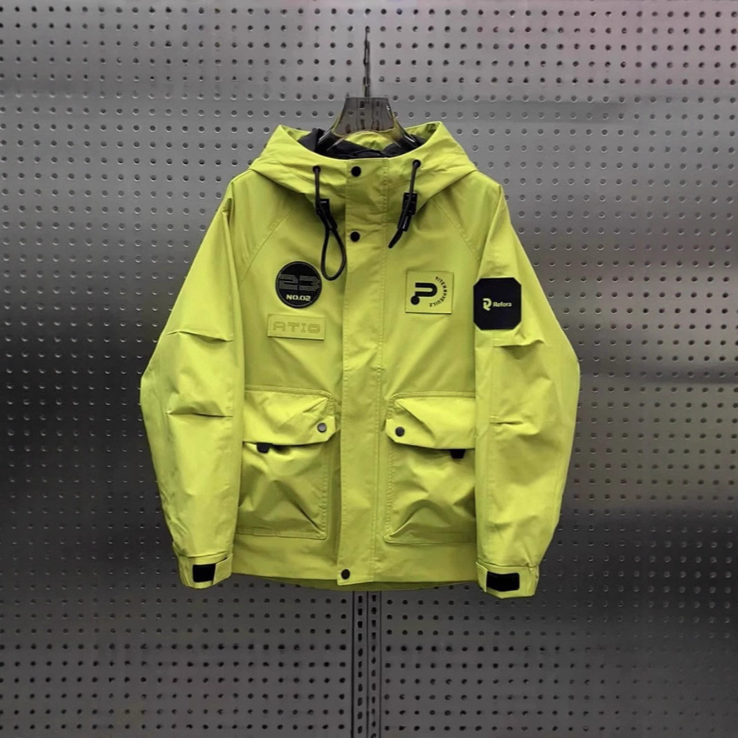 Workwear Designer Coat Label Hooded Jacket Men's Autumn Outdoor Trendy Brand Large Pocket Windbreaker Youth Short Casual Coat