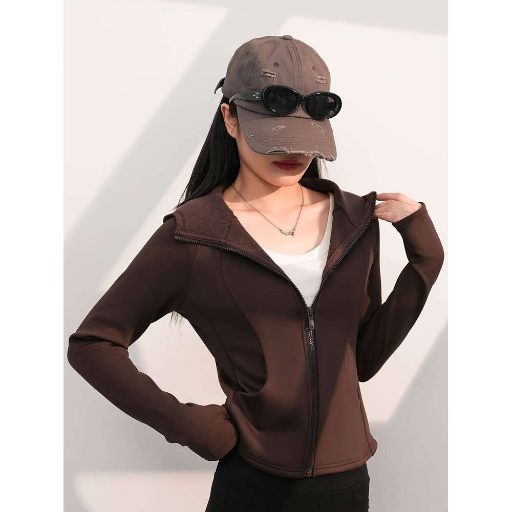 Women S Fleece Lined Zip Up Jacket Slim Fit Long Sleeve Warm Fall Winter With Pockets Thumbhole Casual Wear Hoodie Stylish Casualwear Durable Outerwea