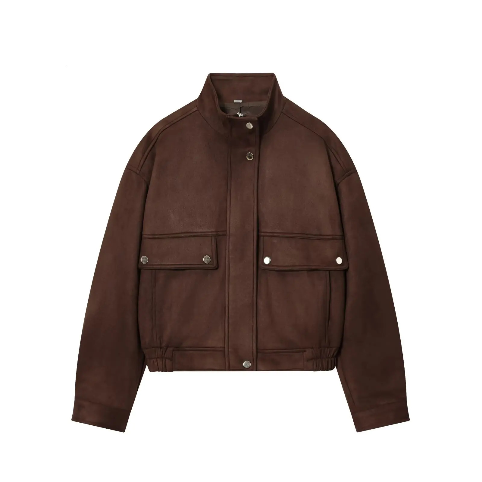 European and American style 2025 autumn suede retro fashion stand collar versatile jacket 251015