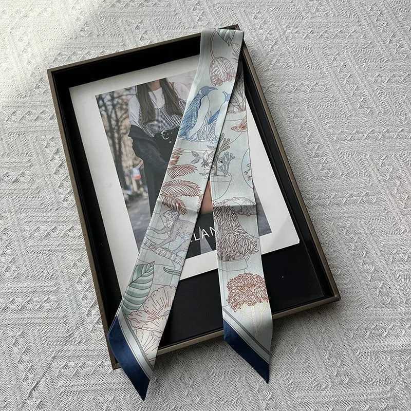 5 90Cm French New Hotselling Plant Jungle Twill Silk Decorative Streamer Wrapping Bag Ribbon Silk Scarf Small Scarf W251029