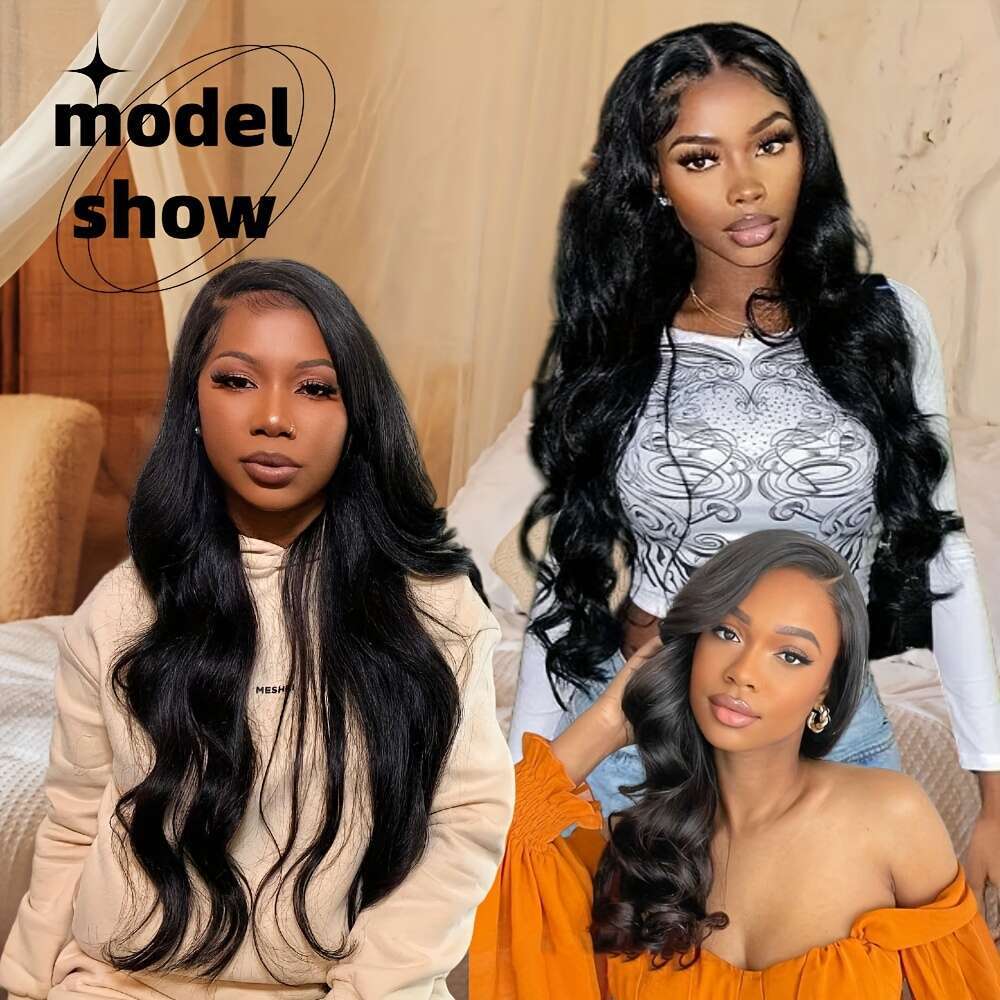 Body 4 Bundles With 4X4 Lace Clouse Hair Women, 1 Set Of Natural Black Big Wave Virgin Human Easy To Wear Women Daily Styling, Christmas Hairstyles,
