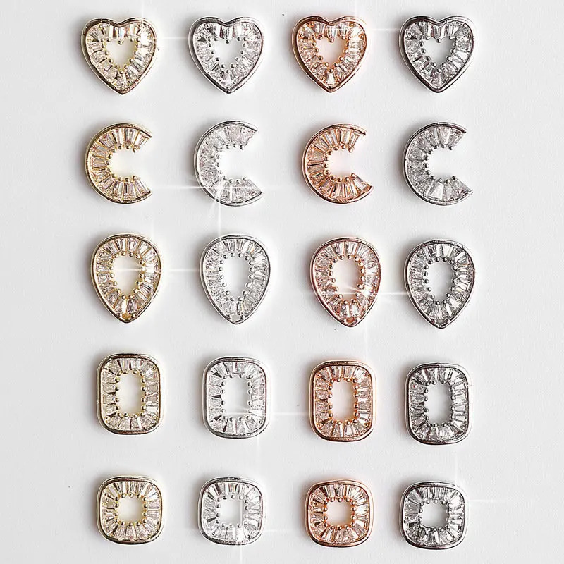 10pcslot 3D Hollow Love Drop Zircon Crystals Alloy Rhinestones Jewelry Nail Art Decorations Nails Accessories Charms Supplies 251027