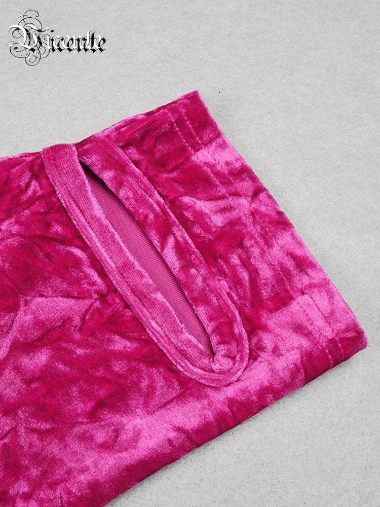 VC Gloves n Stand Collar Long Sleeves Full Length Velvet Jumpsuit Vestidos 251027