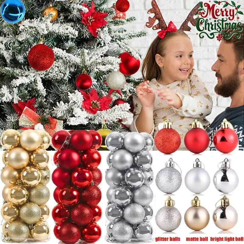 24Pcs 3468CM Christmas Balls Hanging Christmas Tree Pendant Ornaments for Party Decor New Year Navidad Gifts 2026 Accessories C251030