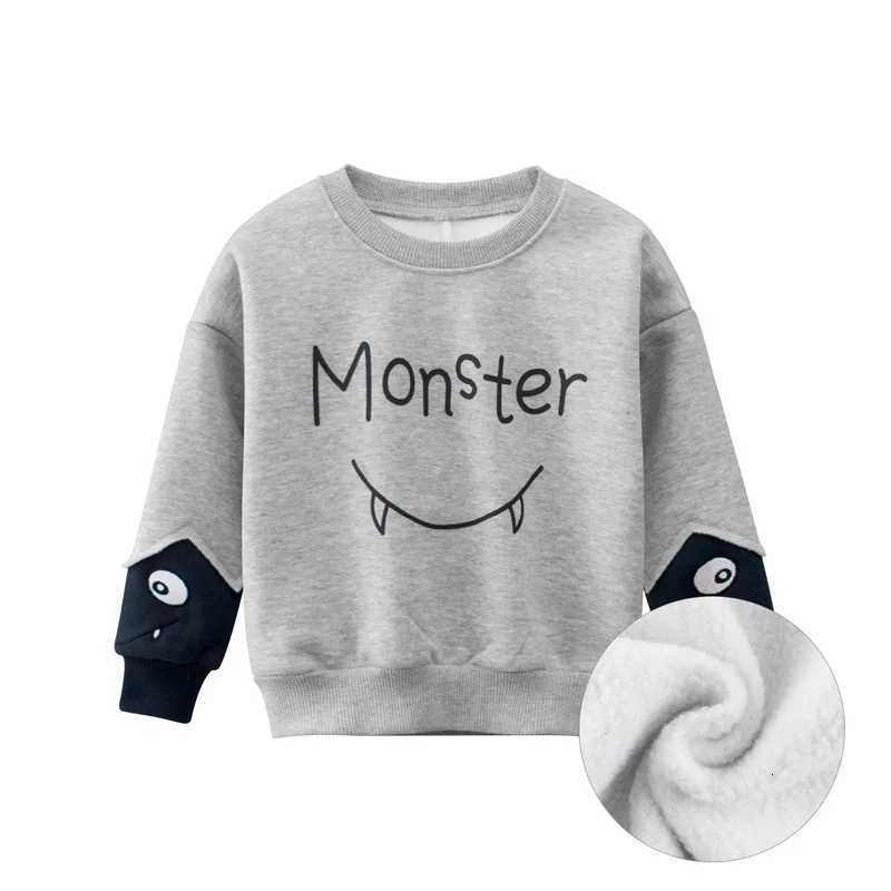 2025 Spring Winter Sweatshirts Coat Kids Boys Girls Monster Letter Print Clothes Children Fluff Sport Casual Sweater 2205T251030