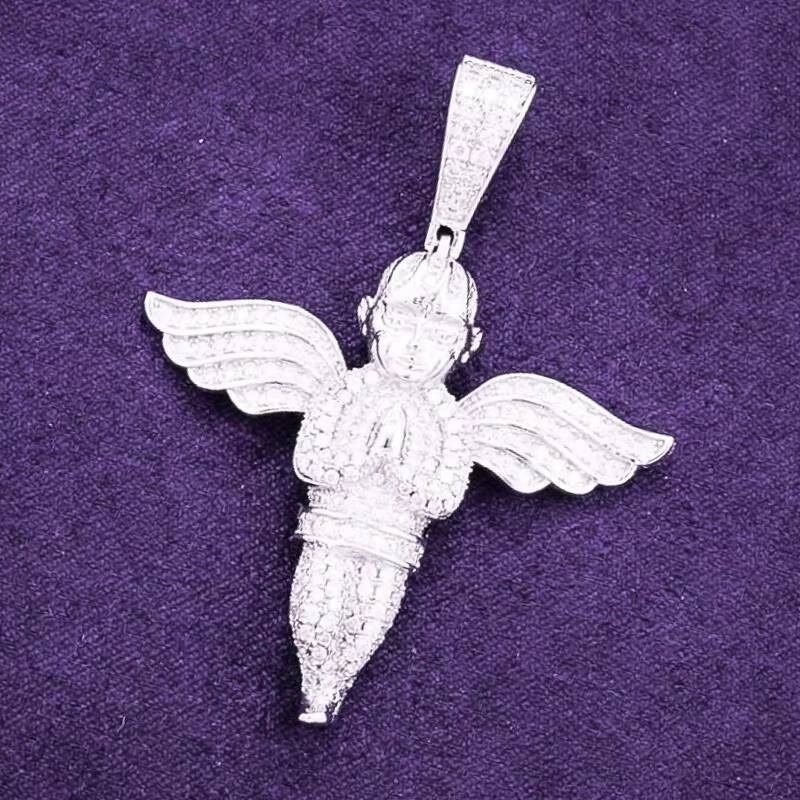Hip Hop GRA Iced Bling D Color Moissanite 925 Sterling Silver Angel Pendant Diamond Tester Cluster Men Womens Pendant Charms