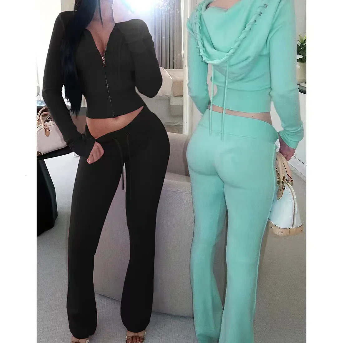 Y2K Fashion Knitted Sportswear TwoPiece Suit Women Casual Aesthetic Fit Yoga Suit Sexy Slim High Waist Casual Sports Pants 251029