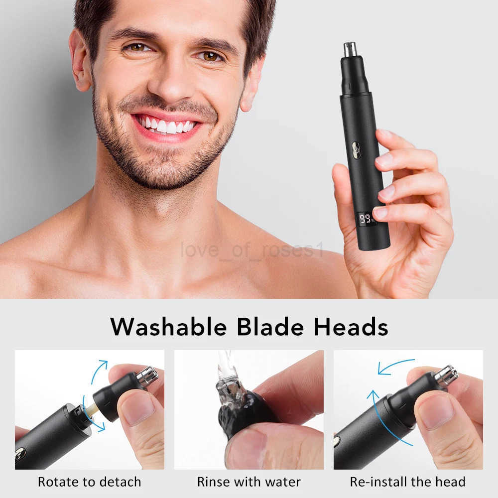 3 in 1 Electric Nose Ear Hair Trimmer for Men LED Display Eyebrow Beard Hair Clipper Shaver USB Rechargeable Easy Cleansing Z251030