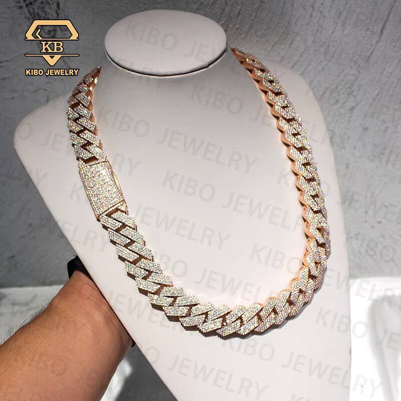 Custom Big 21MM Width Moissanite Heavy Cuban Chain Silver Plated 18k Gold Men Hip Hop Necklace Moissanite Diamond Cuban Chain
