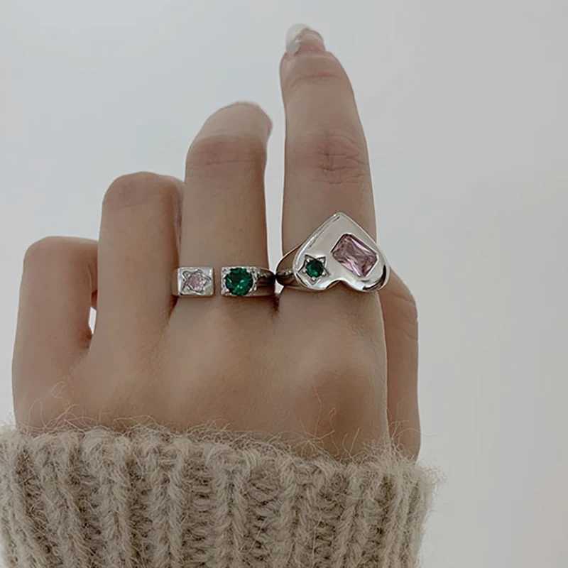 FOXanry Sparkling Zircons Engagement Rings for Women Couples TrenDY Elegant Heart Handmade BirtHDay Party Jewelry GiftsW251030