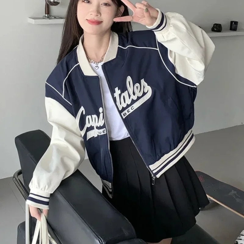 Zipup Baseball Coat Woman Short Letter Bomber Jacket for Women High Quality Offer Elegant Fashion Lined Deals 251029