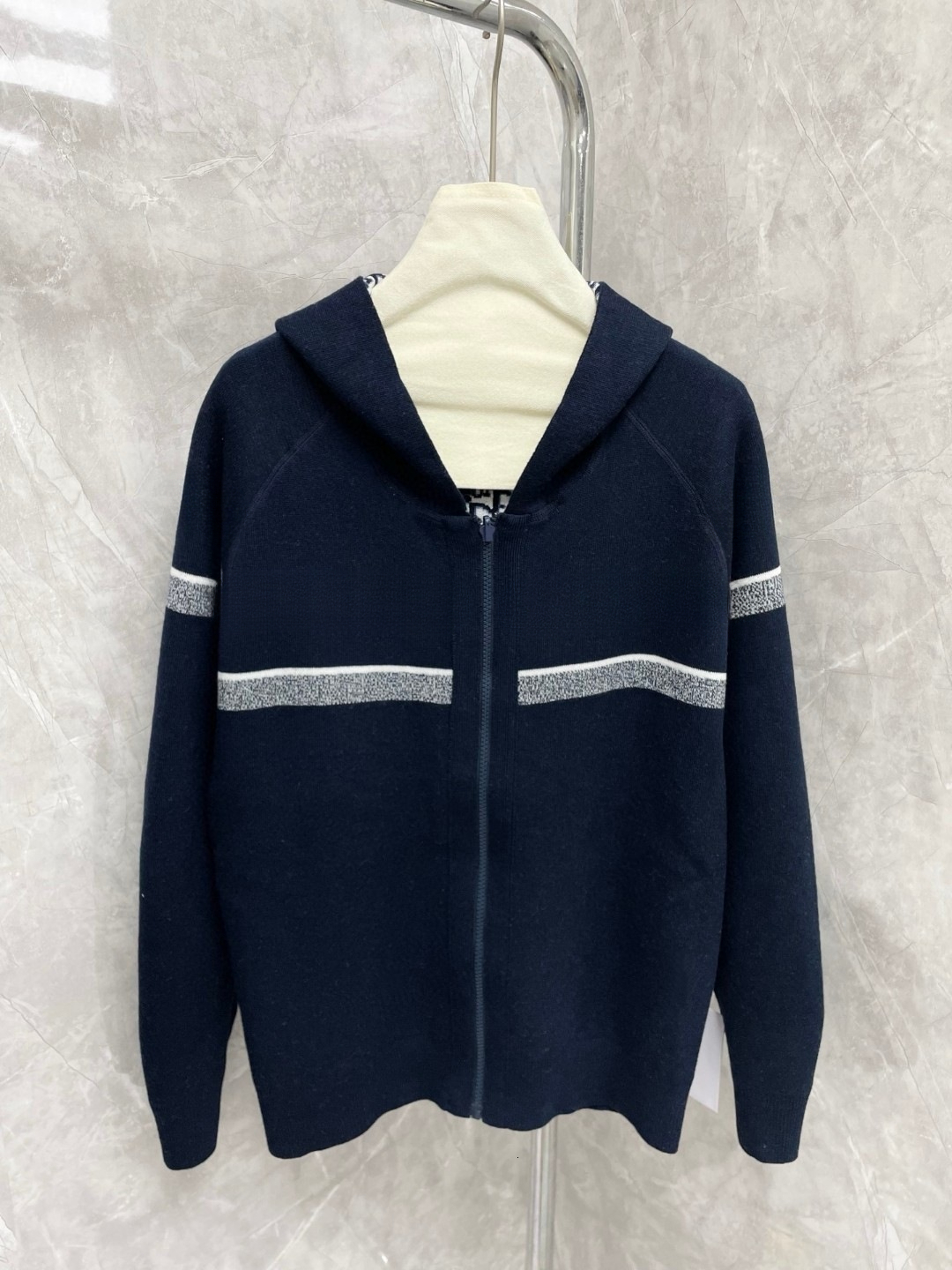 Autumn and winter new women's classic fashion multifunctional zipper knitted open top hooded jacket, designer elegant long sleeved top