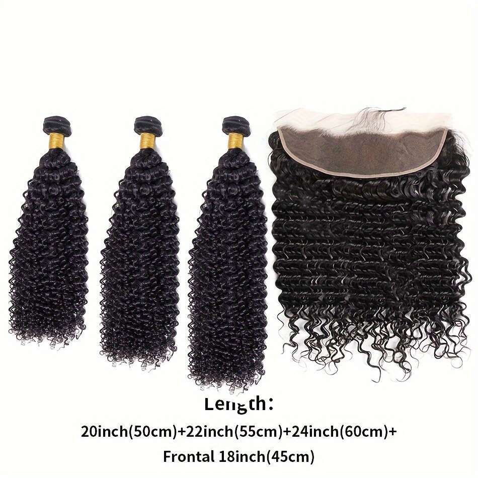 Brazilian Virgin Human Hair Deep Wave Bundles With 13X4 Transparent Lace Frontal Closure