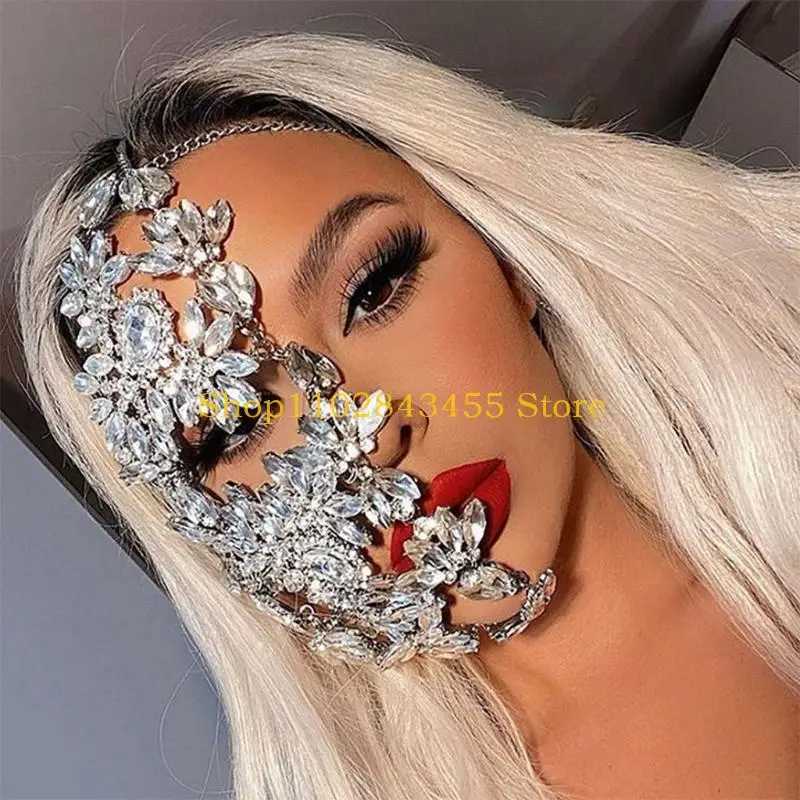 49MC Steampunk Crystal Face Mask Rave Music Festival Hair Ornament for Rhinestone Imitation Diamond Half for FacialW251029