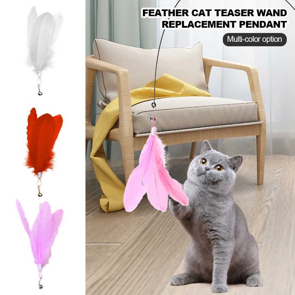 Multicolor Wide Large Cat Teaser Wand Stick Feather Replacement Pendant with Bell Cat Toy Replace Accessories Cat Supplies S251029{category}
