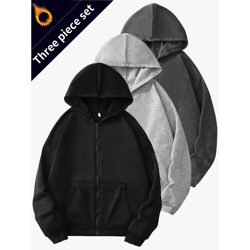 Women S Pcs Cozy Fleece Lined Hoodie Set Casual Zip Up Sweatshirts With Drop Shoulder Long Sleeves Kangaroo Pockets For Fall Winter
