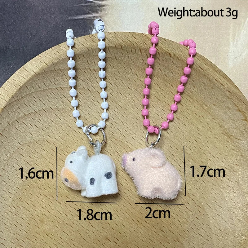 Resin Mini 3D Cow Pig Animal Keychains For Friend Gift Cute Fluffy KitTY Pendant Bag Earphone Case Key Ring Jewelry 251030