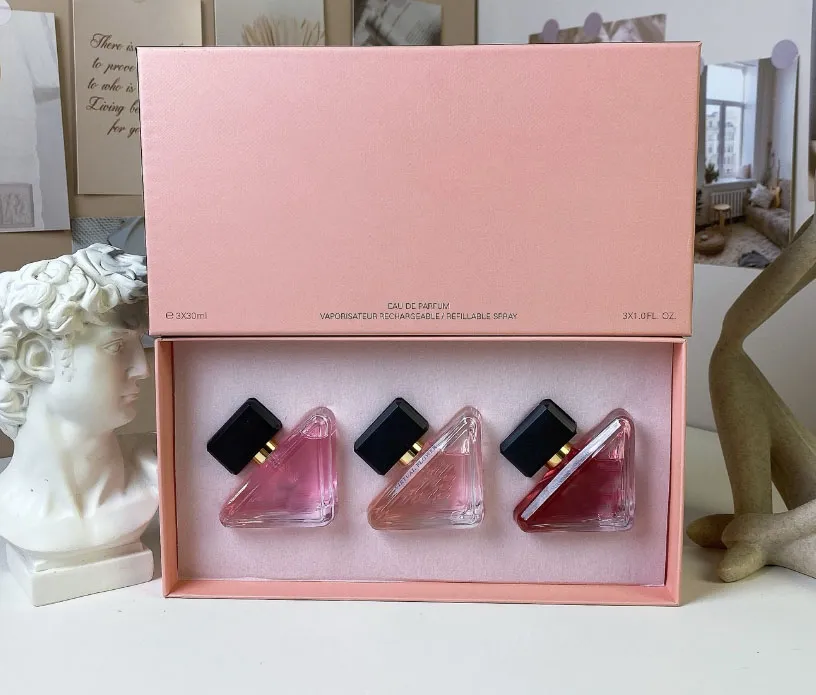 Designer Women Perfume Set Fragrance 30ml 3piece Sets Virtual Flower Eau De Parfum Gift Box Long Lasting EDP Brand Lady Girl Cologne Spray Kit 3 in 1 
