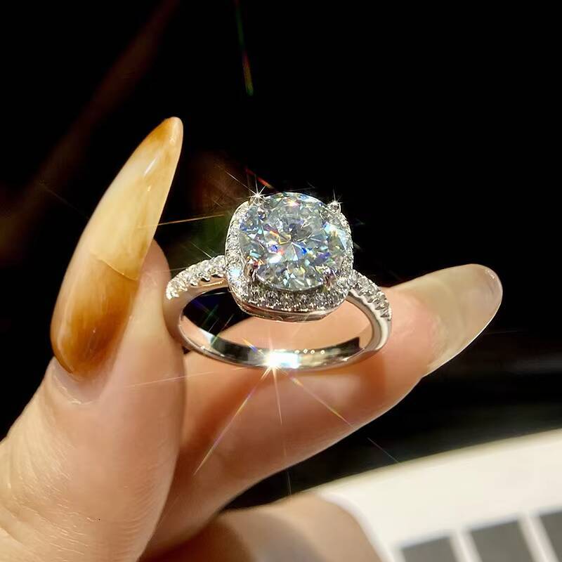 Low Price 925 Sterling Silver 18k Gold Plating GRA 1CT2CT square Shape Diamond Moissanite Ring Women Engagement Fine Jewelry